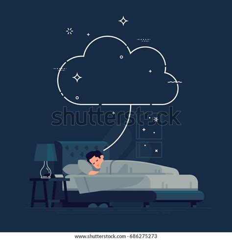 Sleeping Man Having Dream Concept Template Stock Vector Royalty Free