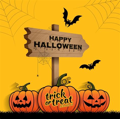 Premium Vector Happy Halloween Trick Or Treat Pumpkins