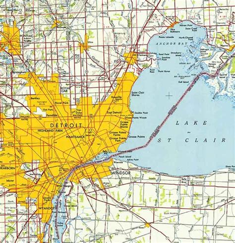 1954 Topo Map Of Detroit Michigan Quadrangle Lake Saint Clair Etsy