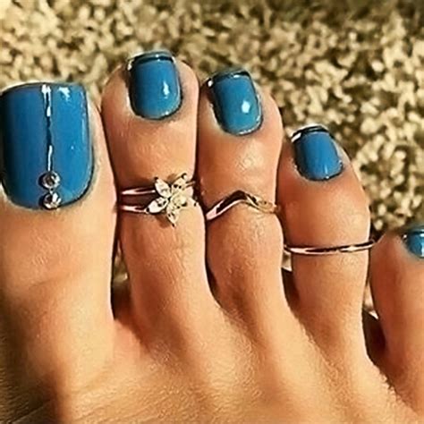 3pcsset New Celebrity Bohemian Silver Daisy Flower Toe Ring Women