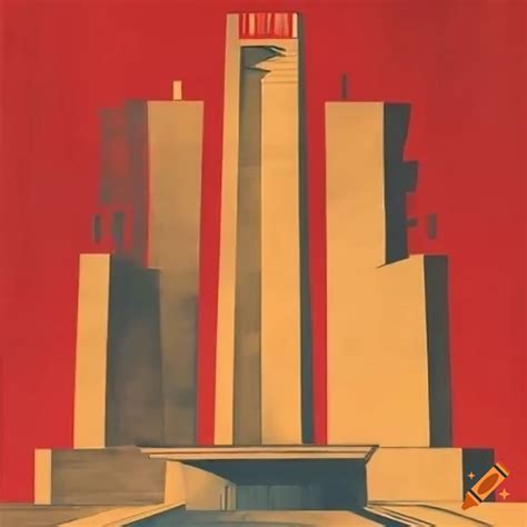 Soviet Propaganda Poster Featuring Stalinist Architecture On Craiyon