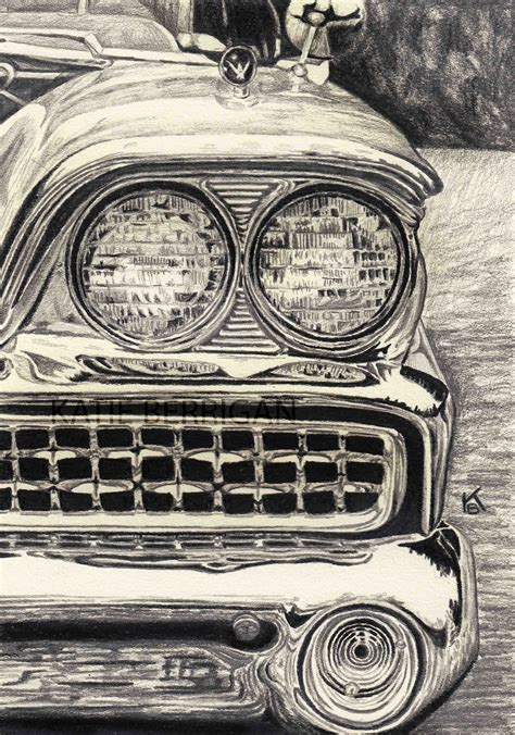 Chrysler Imperial Vintage Car Graphite Pencil Drawing