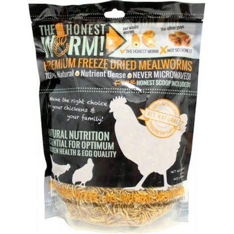 Honest Worm Premium Yellow Mealworms For Chickens 16 Oz