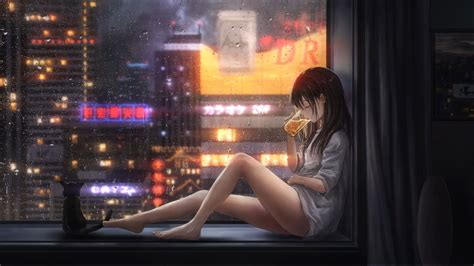 Beer On A Rainy Day Wallpaper Engine Anime Wallpaper Anime