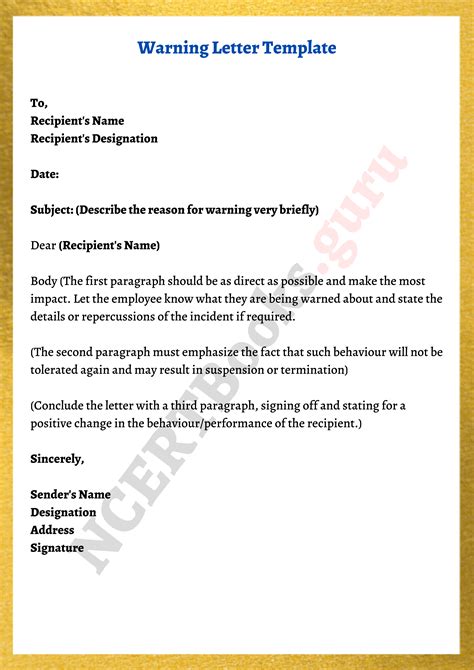 Warning Letter Template Format Sample Example In Pdf