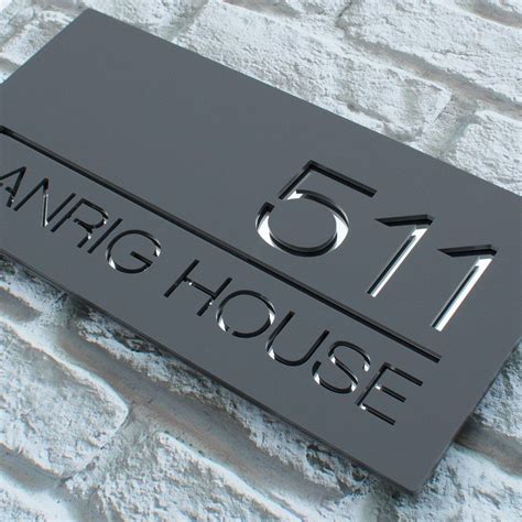 Modern Contemporary Large Rectangular Floating Acrylic House Sign