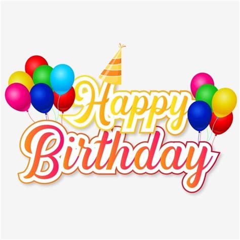 Birthday balloon graphy, painted happy birthday, happy birthday ollustration, love, watercolor painting, blue png. Creative Happy Birthday Typography With Balloons And Top ...