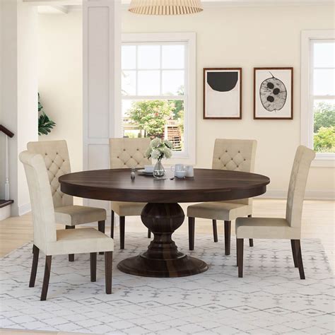 Clanton Rustic Solid Wood Pedestal Round Dining Table