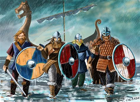 Fernando Calzada Illustrations Vikings Landing At Lindisfarne