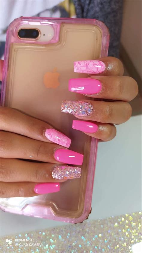 U As Rosa Barbie Barbie Pink Nails Pink Glitter Nails Summer Nails