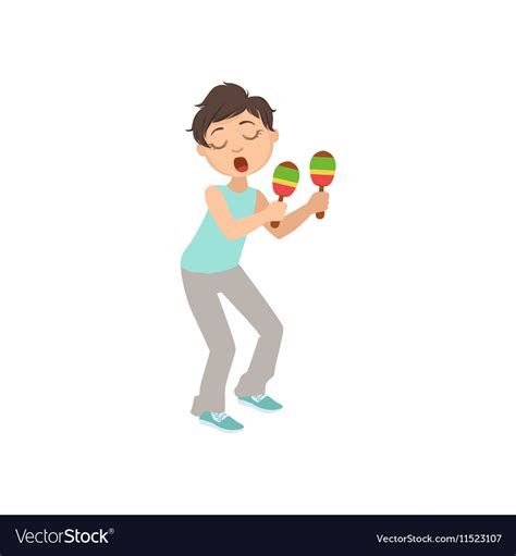 Boy Playing Maraces And Singing Royalty Free Vector Image