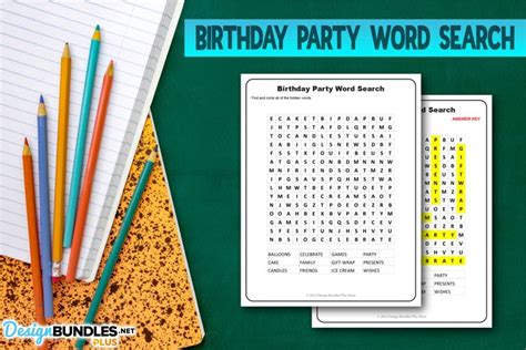 Birthday Party Word Search Printable Worksheet