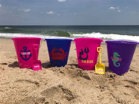 Personalized Beach Pail Beach Bucket Name Bucket Sand Toy Etsy