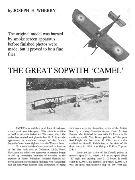 The sopwith camel entered service in june 1917. Sopwith Camel Biplane | Manfred Von Richthofen | Fuselage ...