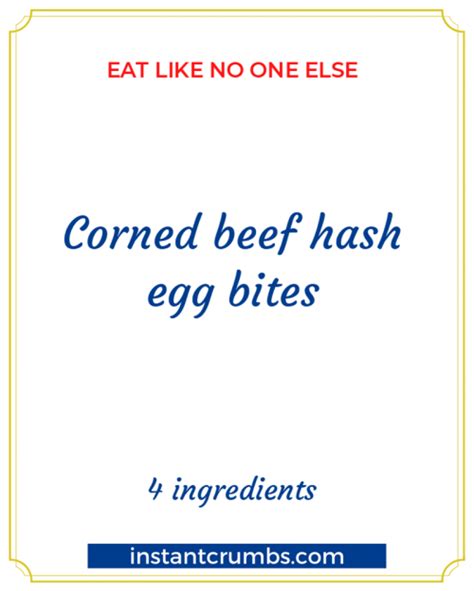 Corned Beef Hash Egg Bites By Eat Like No One Else Instant Crumbs