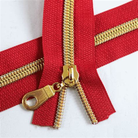 Red Zipper Kit Gold Coil Gold Teeth Zipper Silver Zipper