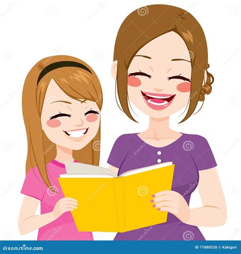 Mother Daughter Reading Stock Vector Illustration Of Single 71880526