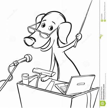Drawing Dog Lecturer Whiteboard Character Presentation Vector