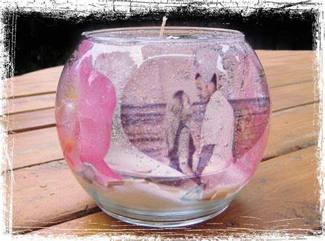 Gel Candle With Photograph Wedding Date Inside Great Centerpiece