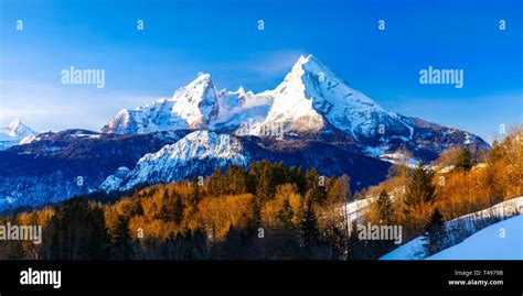 Beautiful Winter Wonderland Mountain Scenery In The Alps With