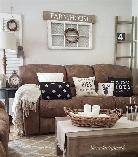 Brown Couch Rustic Home Rustic Living Room Farmhouse Modern