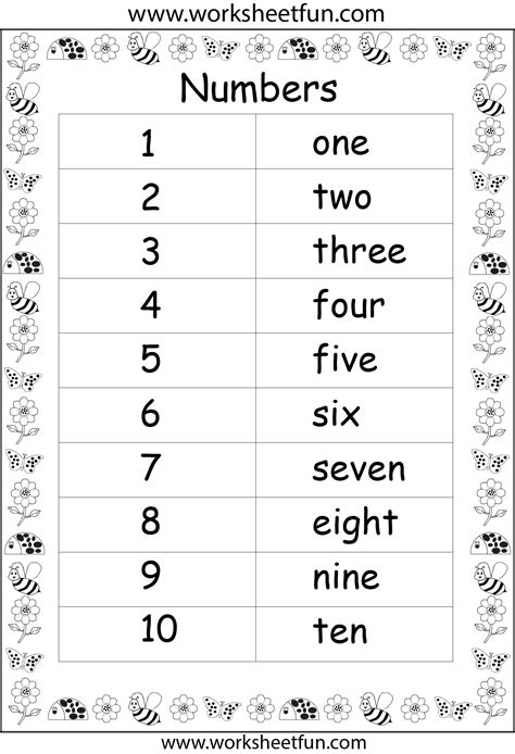 Numbers In Words 1 10 One Worksheet Free Printable Number Names 1 20