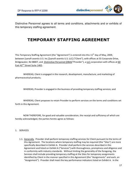 Sample Temporary Staffing Agreement Template Classles Democracy