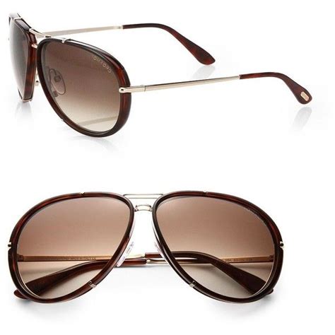 Tom Ford Eyewear Mens Cyrille 63mm Aviator Sunglasses 445 Liked On Polyvore Featuring M