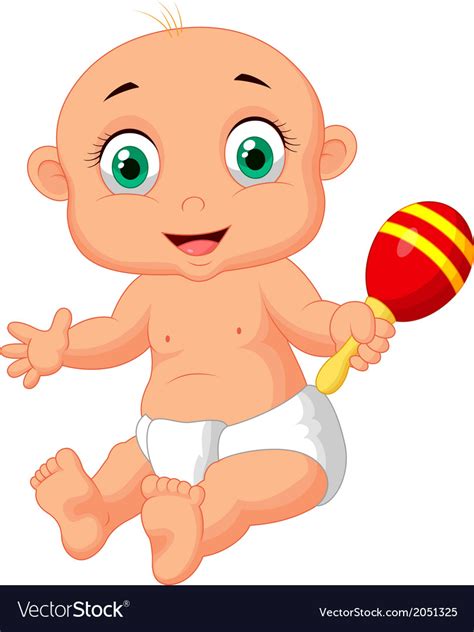 Cute Baby Cartoon Playing With Macara Toy Vector Image