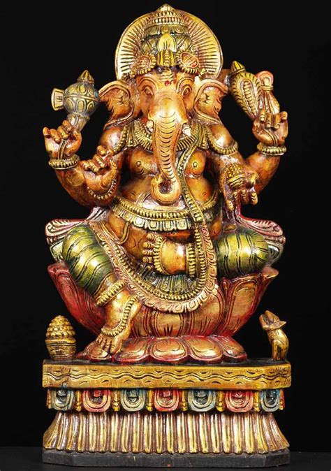 Sold Wood Hindu God Ganesh Statue 24 65w13f Hindu Gods And Buddha