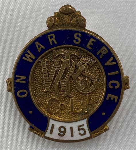 1915 On War Service Factory Badge Time Militaria