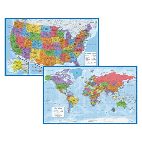 Laminated World Map And Us Mapb089zn5tqc