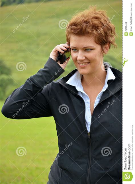 Young Woman Is Calling Stock Photo Image Of Hair Girl 25679404