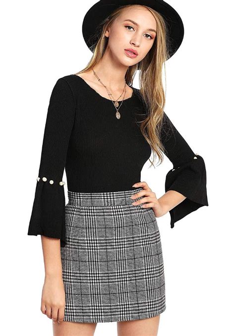 Womens Plaid High Waist Bodycon Mini Skirt In 2020 Stylish Skirts