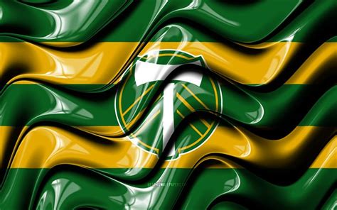 Download Wallpapers Portland Timbers Flag 4k Green And Yellow 3d