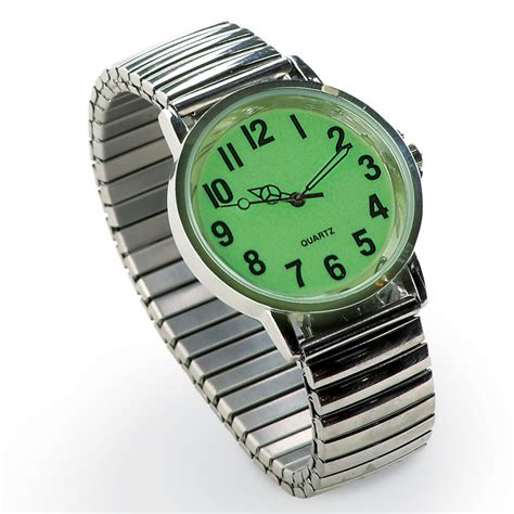 Collections Etc Womens Easy To Read Glow In The Dark Watch Silver