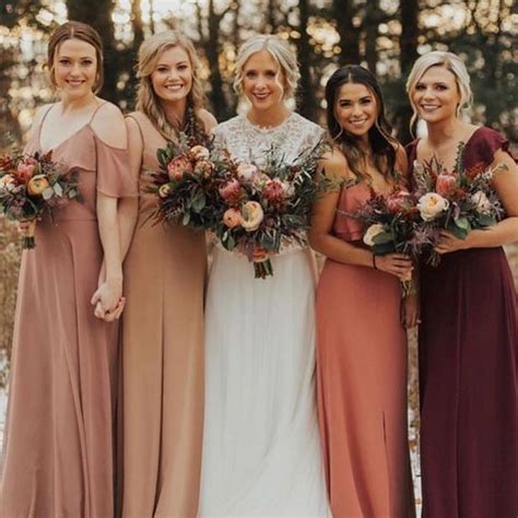 Dusty Rose Bridesmaid Dress Off The Shoulder Mix And Match Burgundy