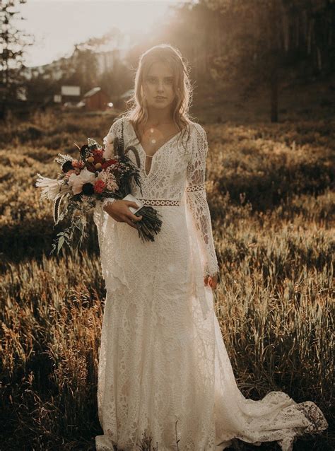 Rocky Mountain Styled Elopement Bohemian Wedding Dresses Country