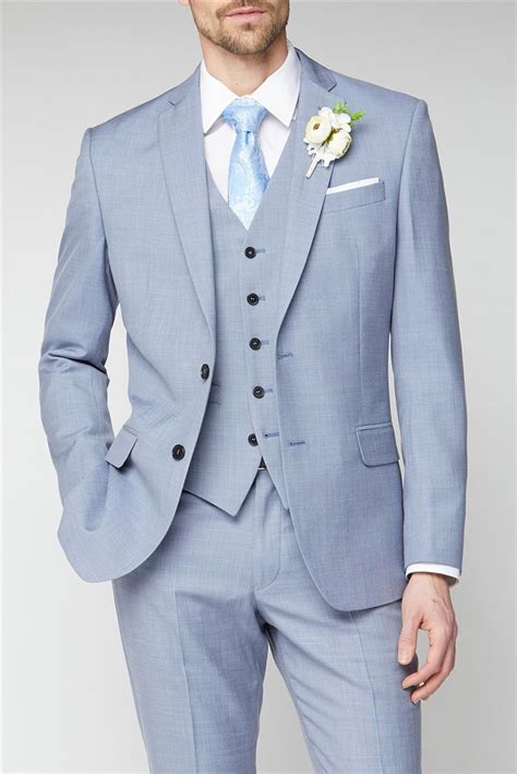 Occasions Pale Blue Tailored Fit 3 Piece Suit Suit Direct