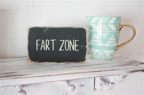 Funny Bathroom Sign Fart Zone Mini Signs Quote Block Etsy