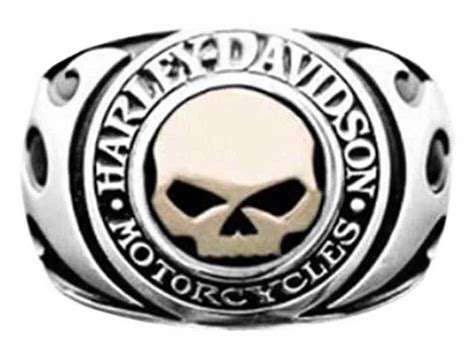 Harley Davidson Men S Signet Ring Flames Willie G Skull Kt Gold