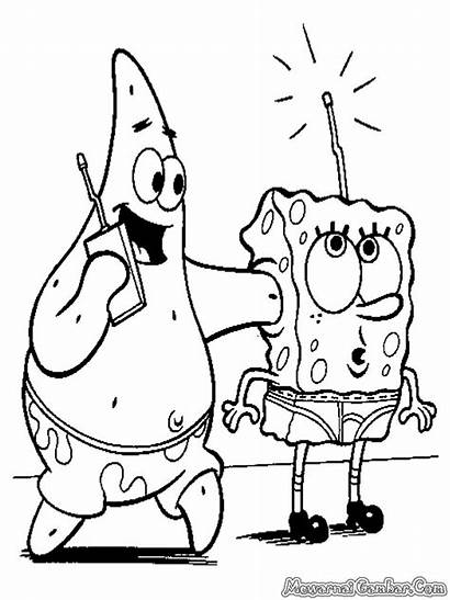 Patrick Bob Squarepants Sponge Spongebob Coloring Gambar