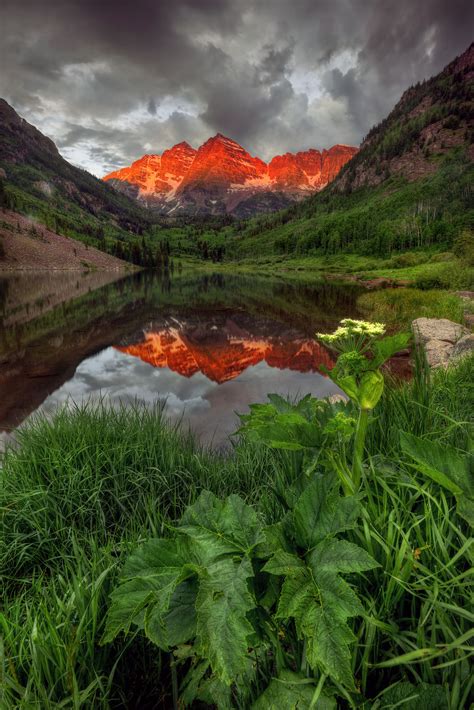 Maroon Bells Mirror In Maroon Lake In The Rocky Mountains