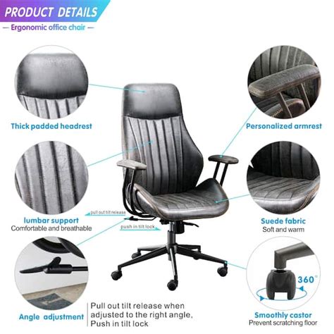 Ovios Ergonomic Office Chair Modern Computer Desk Chair High Back Suede