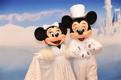 Formal Minnie And Mickey In White Wedding Attire Disney Wedding