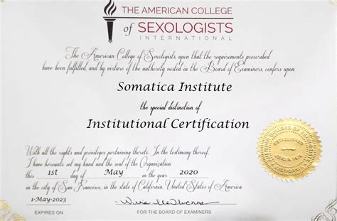 Now Accredited By The American College Of Sexologists Somatica Institute