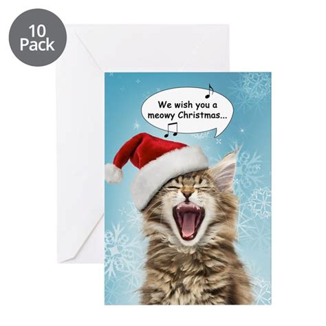 Christmas cat greeting card pack includes: Singing Cat Christmas Cards (Pk of 10) by catgiftshop