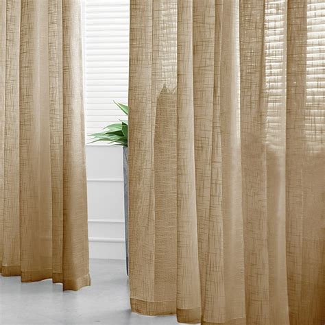 Efavormart Pack Of 2 52x96 Natural Faux Linen Curtains Semi Sheer