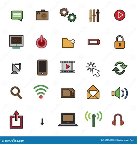 Complete Gadget And Multimedia Icons Isolated White Background Stock