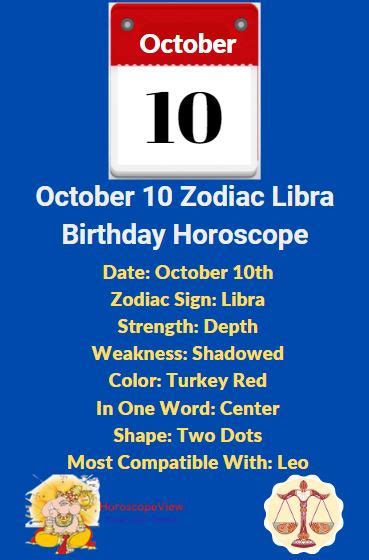 October 10 Zodiac Libra Birthday Horoscope